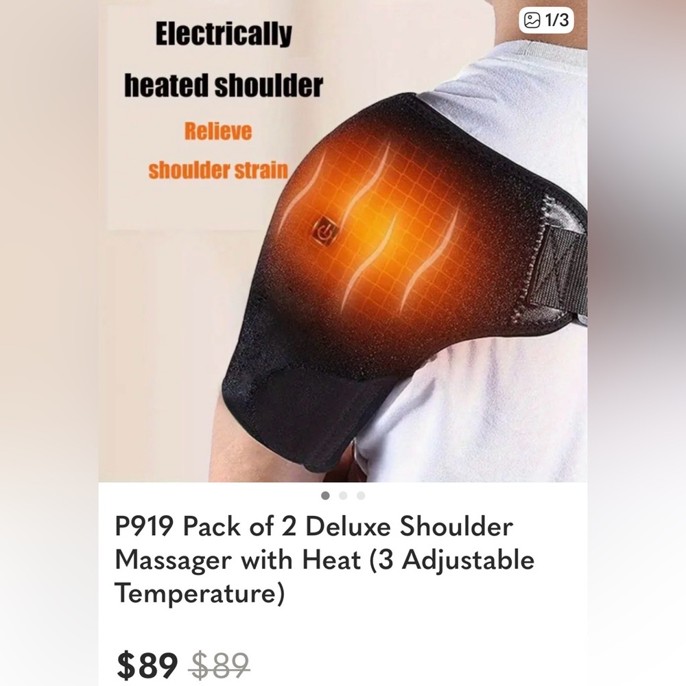 Pack of 2 Deluxe Shoulder Massager with Heat (3 Adjustable Temperature)